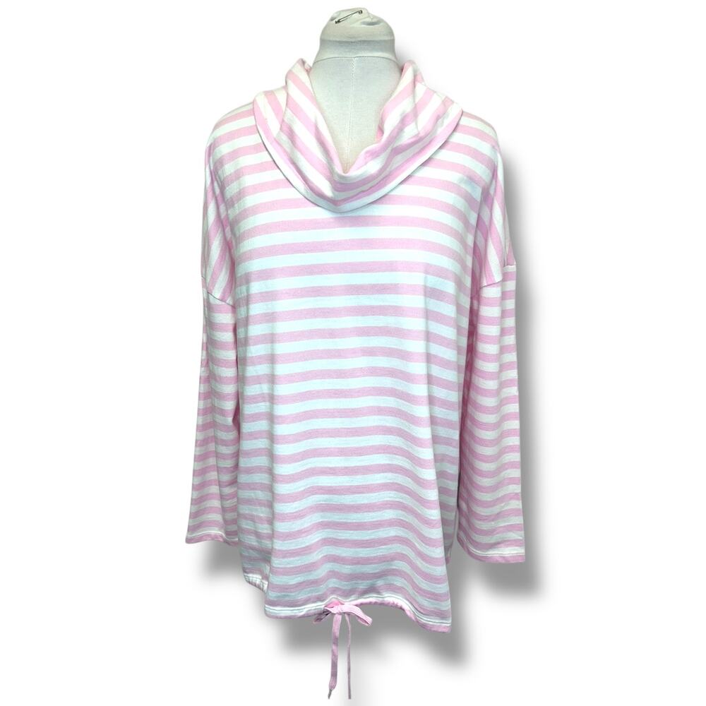 Kim Rogers Womens 3X Pink & White Striped Cowl Neck Top - Picture 2 of 11